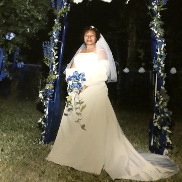 Satin Wedding Dress  Bead Pearls Sequins & Hat